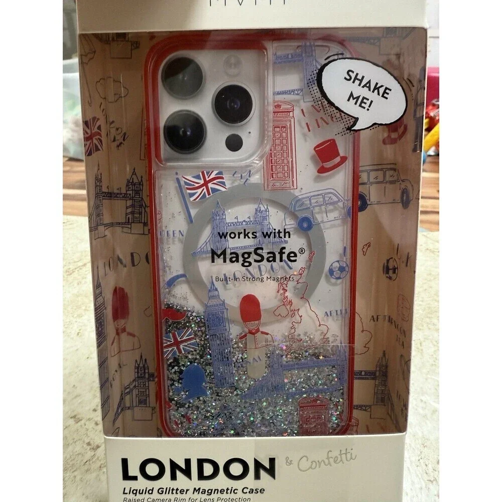 iPhone 14 Pro Max Case London Liquid Glitter Magnetic Case MagSafe New